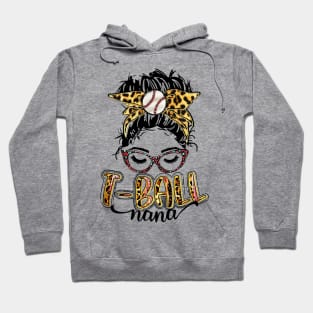 T Ball Nana Messy Bun Leopard Hoodie